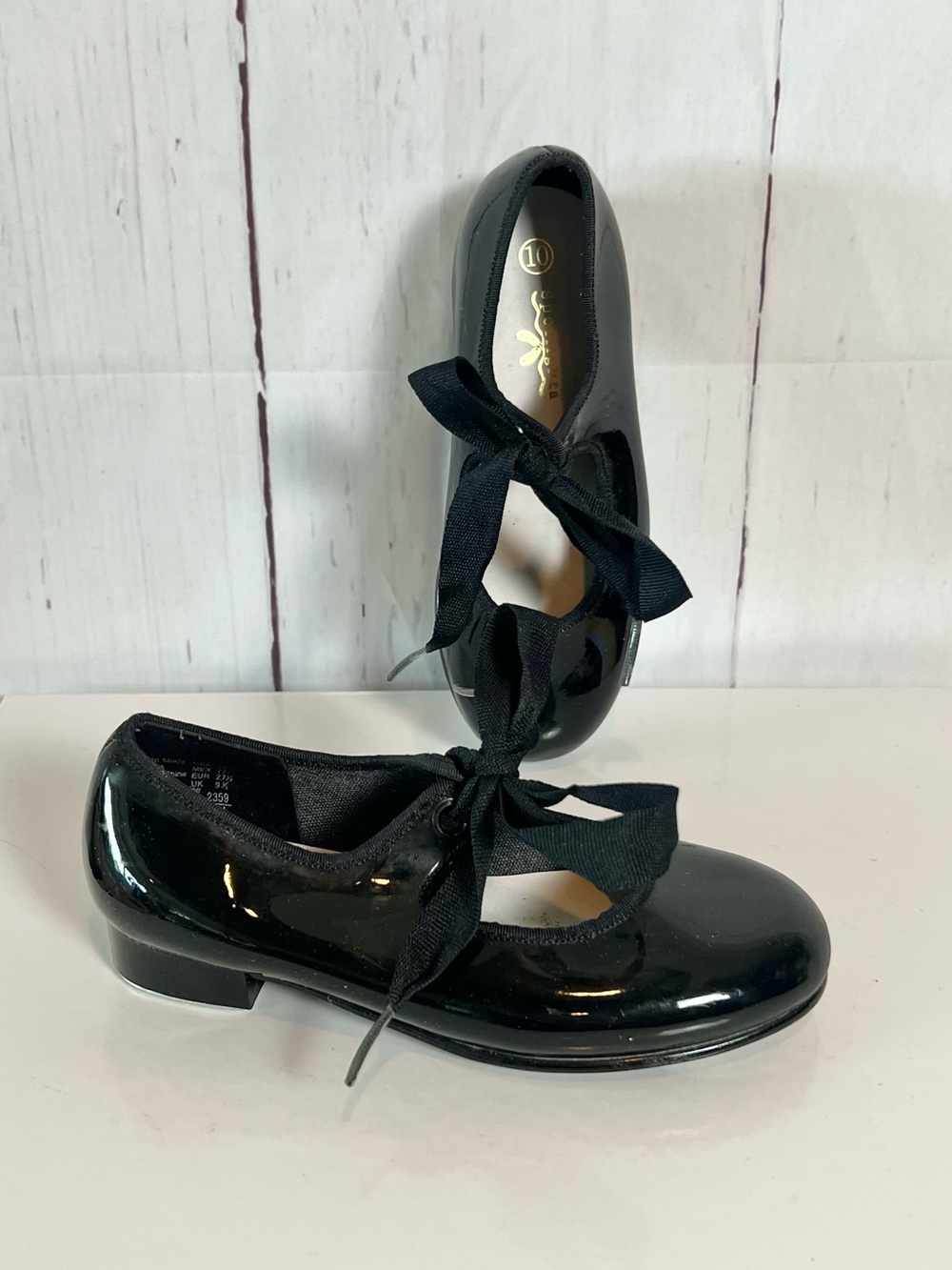 Vintage Payless Signature Girls Black Patent Mary Jane Tap Shoes Size 10